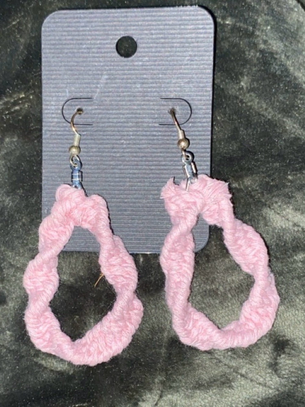 Handmade Pink Macrame Loop Earrings - Women’s Jewelry